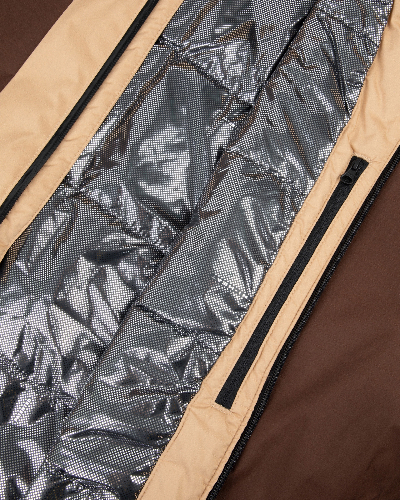 Parka color block grande taille marron