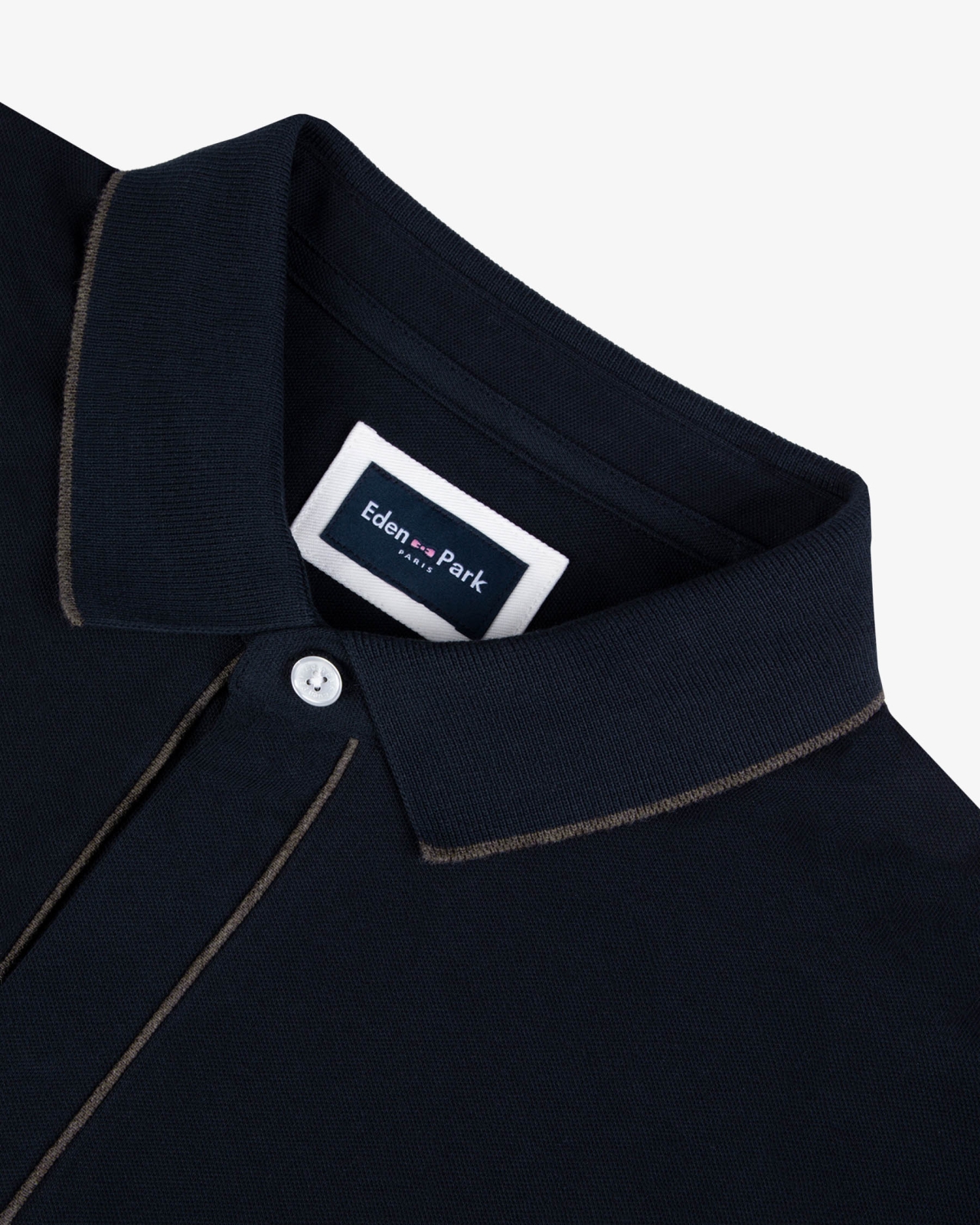 Polo manches longues piqué grande taille bleu marine