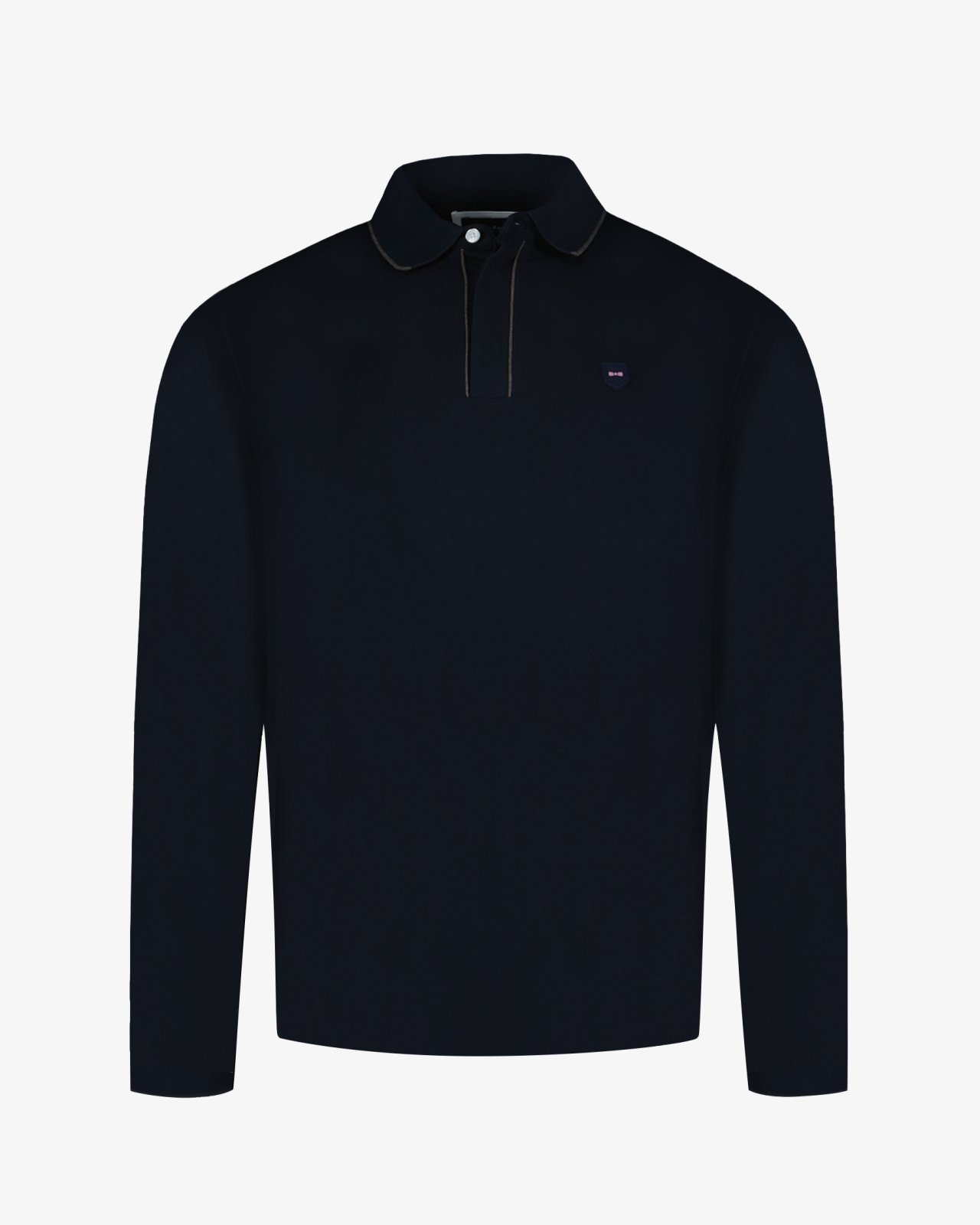 Polo manches longues piqué grande taille bleu marine