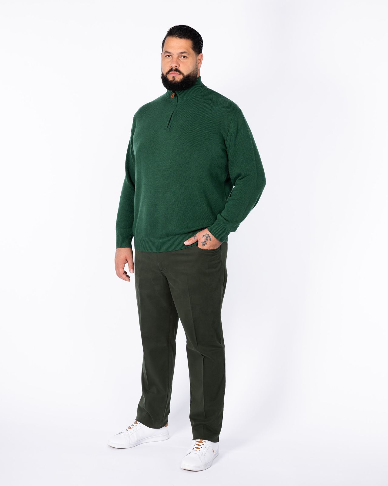 Pantalon chino grande taille twill vert