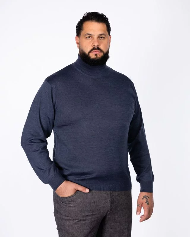 Pull mérinos grande taille bleu indigo