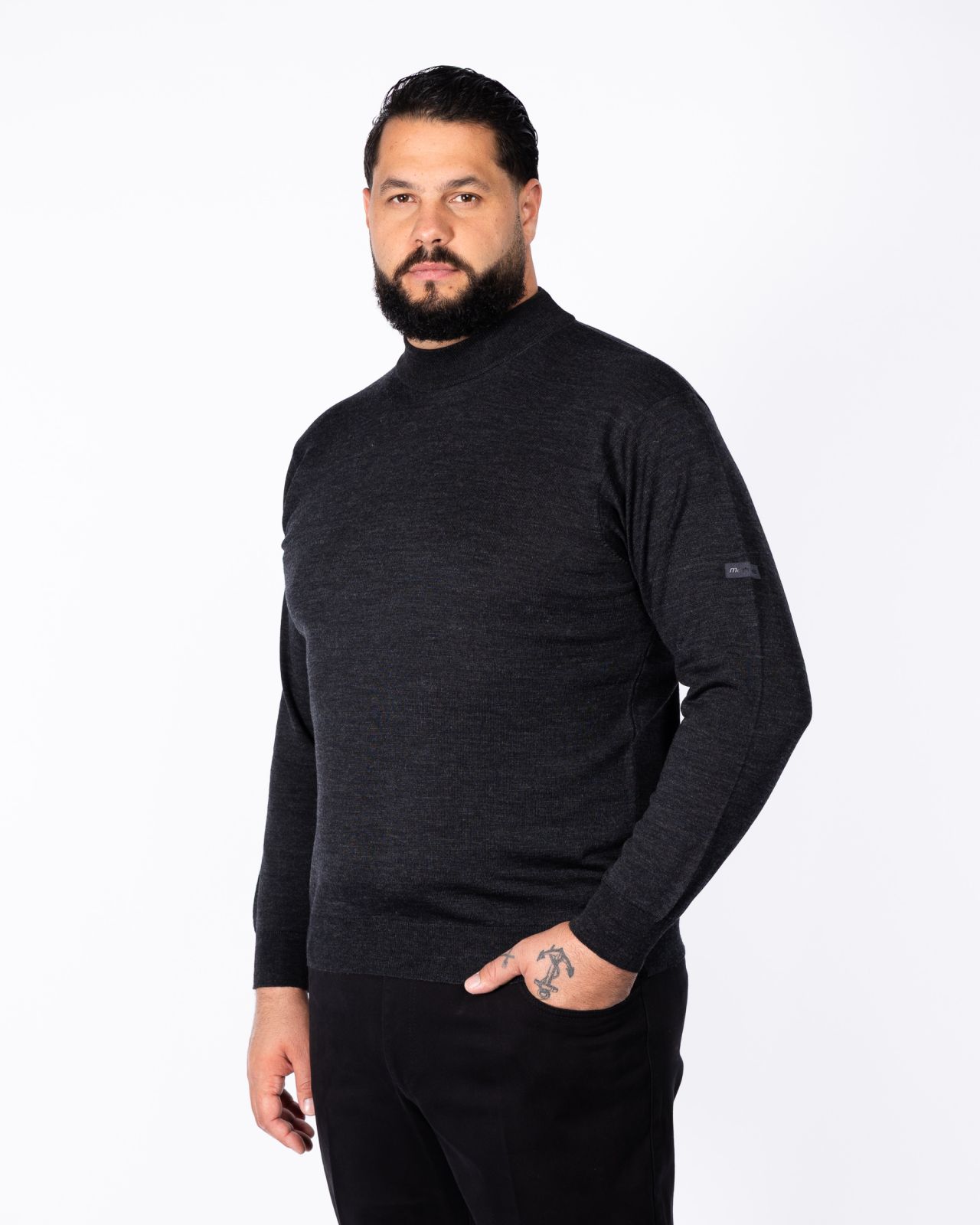 Pull mérinos grande taille anthracite