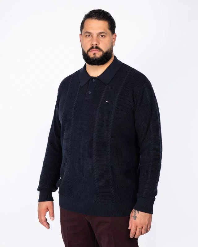Pull col polo grande taille bleu marine
