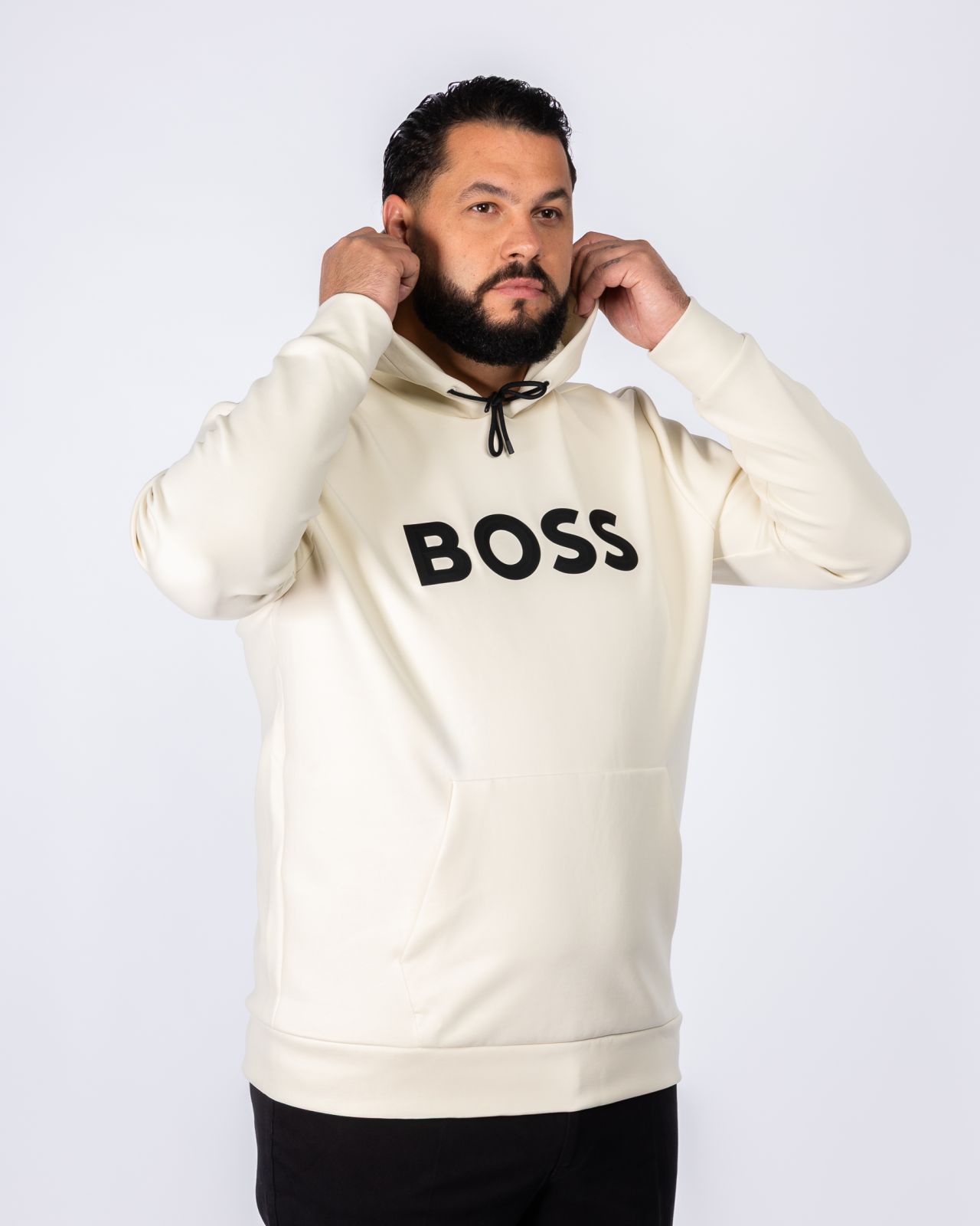 Sweat à capuche grande taille beige