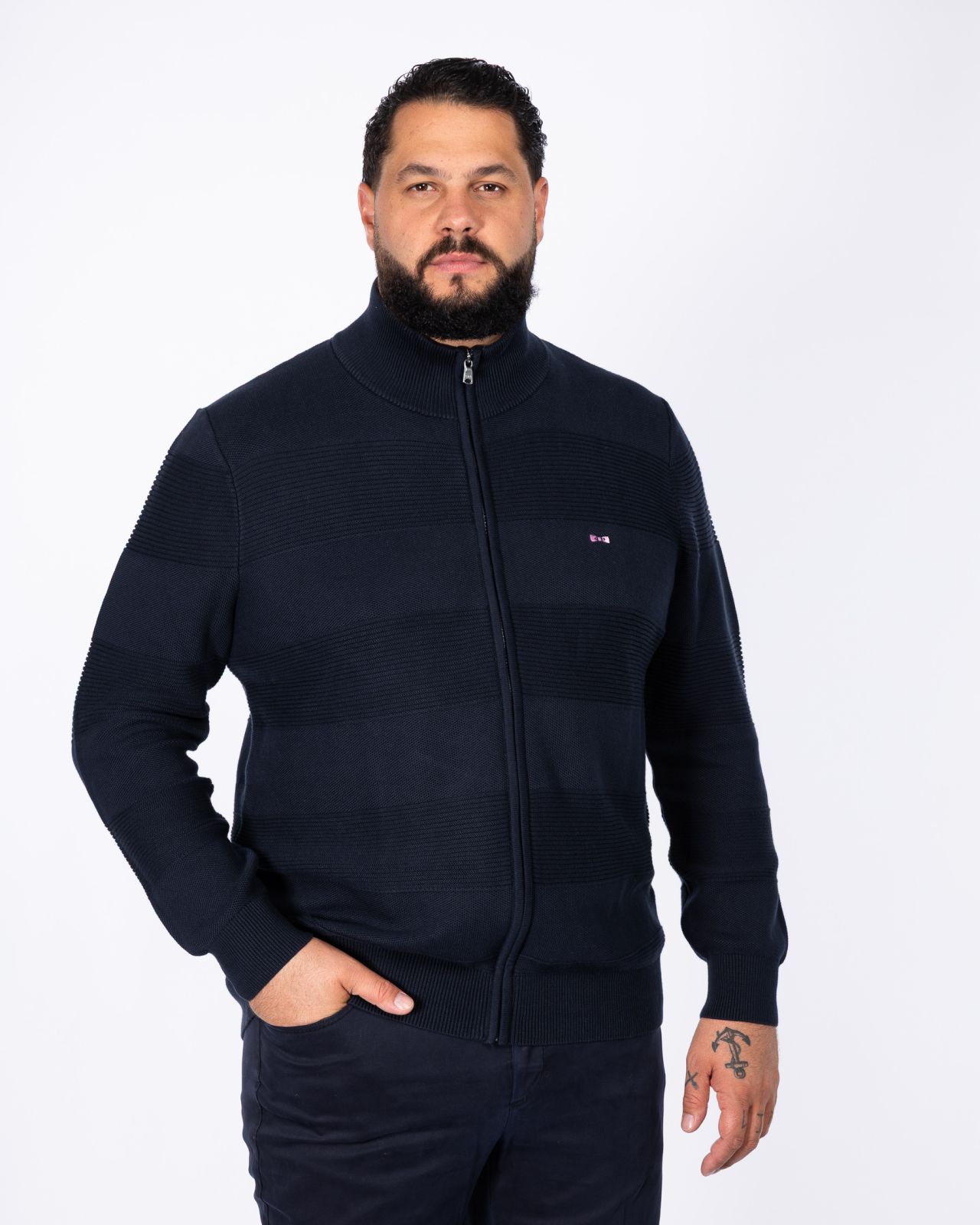 Gilet zippé grande taille bleu marine