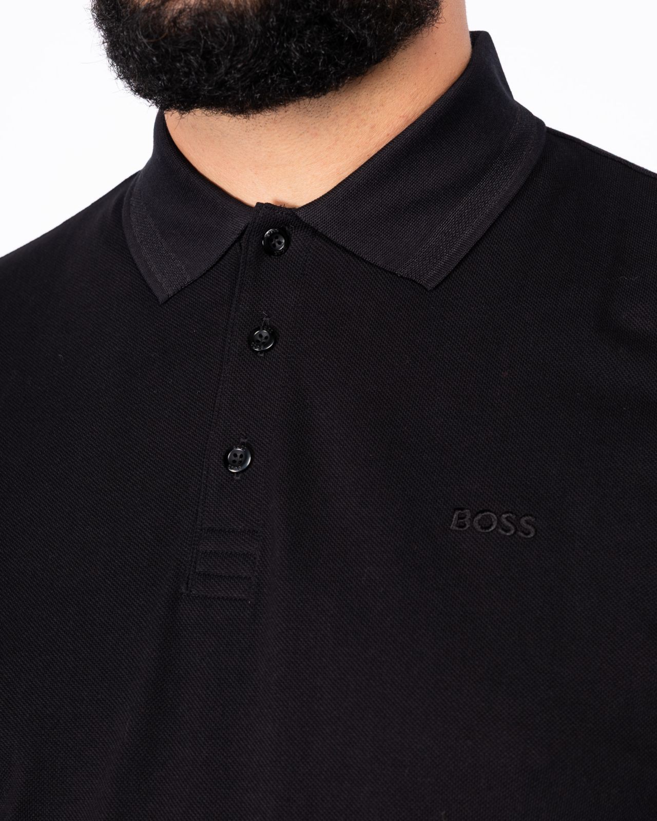 Polo manches longues grande taille noir