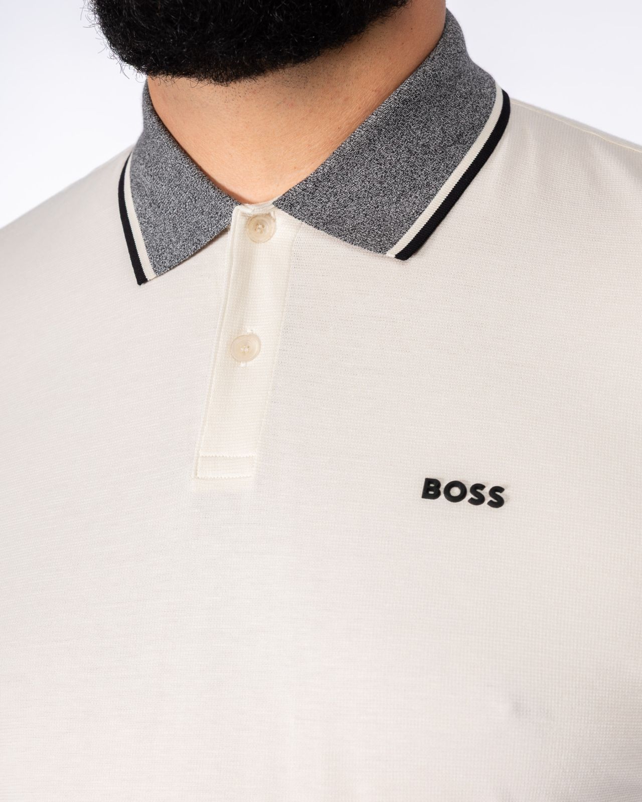 Polo manches longues grande taille blanc