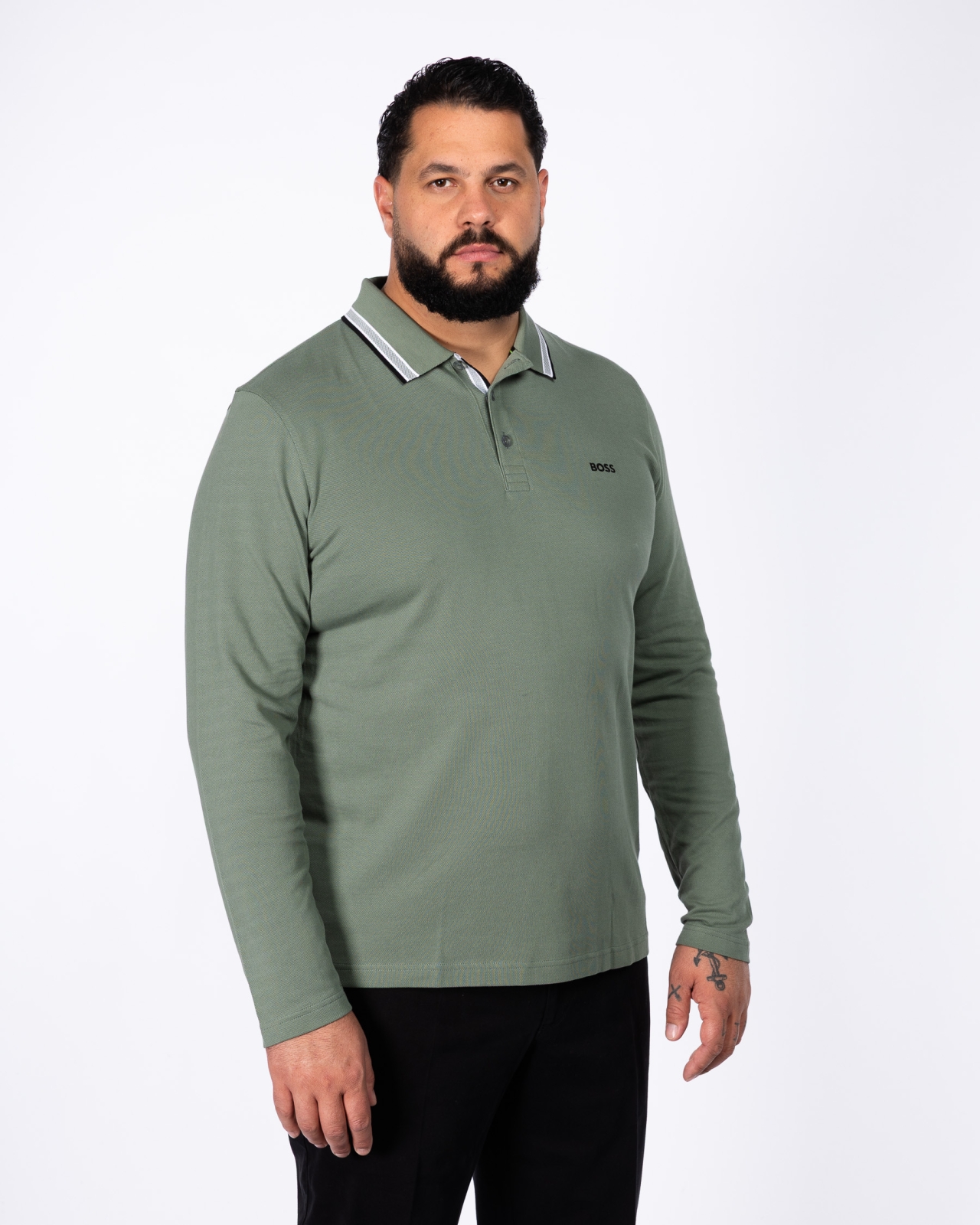 Polo manches longues grande taille vert