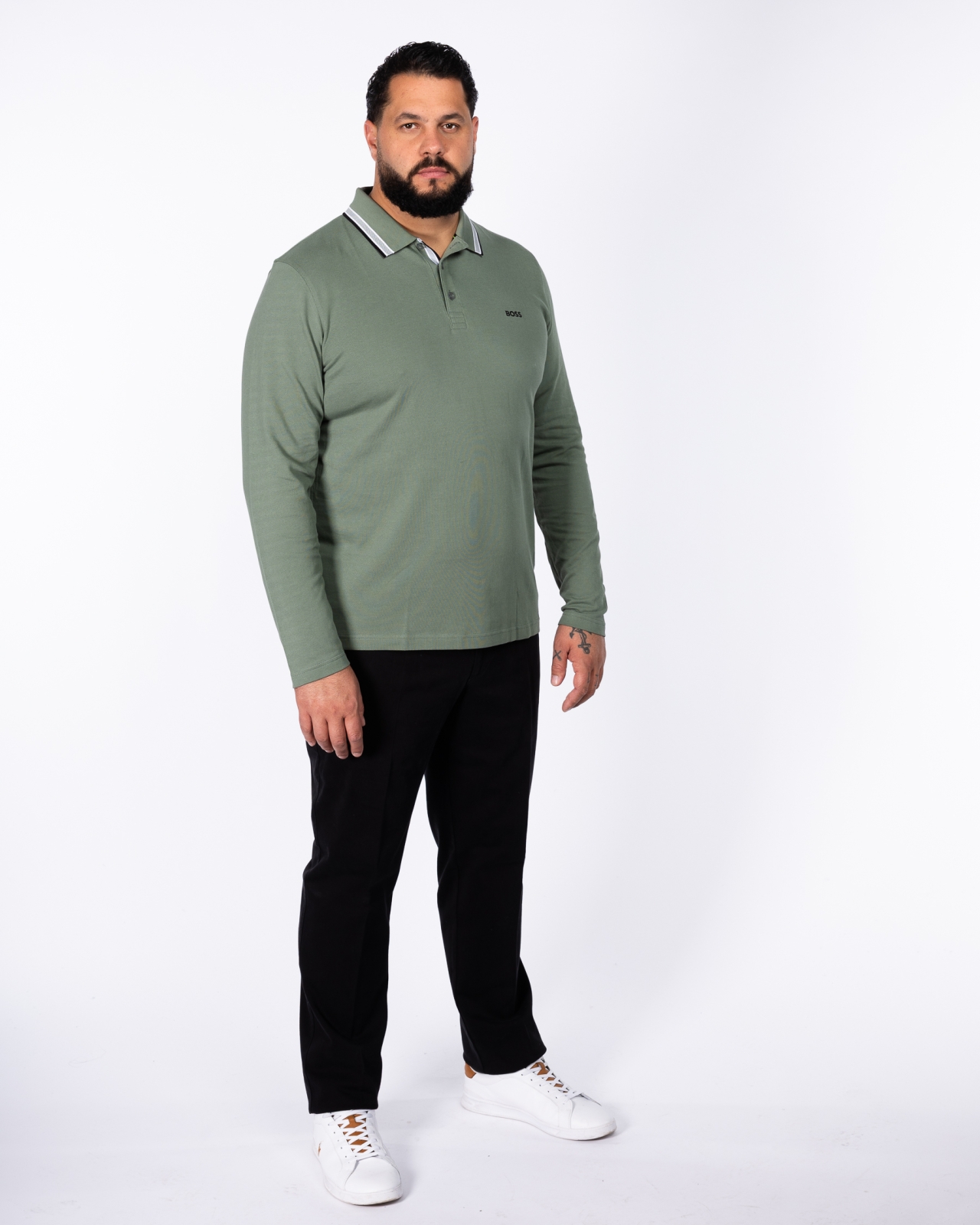 Polo manches longues grande taille vert