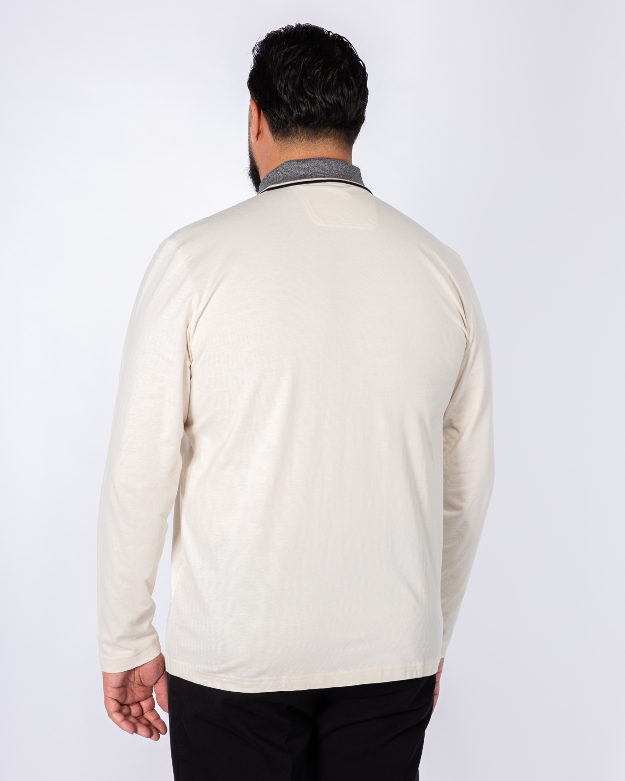 Polo manches longues grande taille blanc