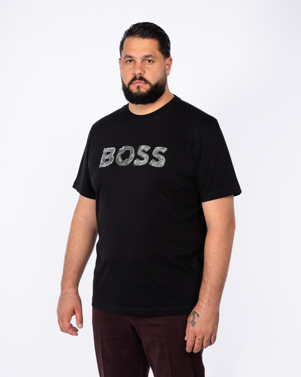 T-shirt col rond grande taille noir