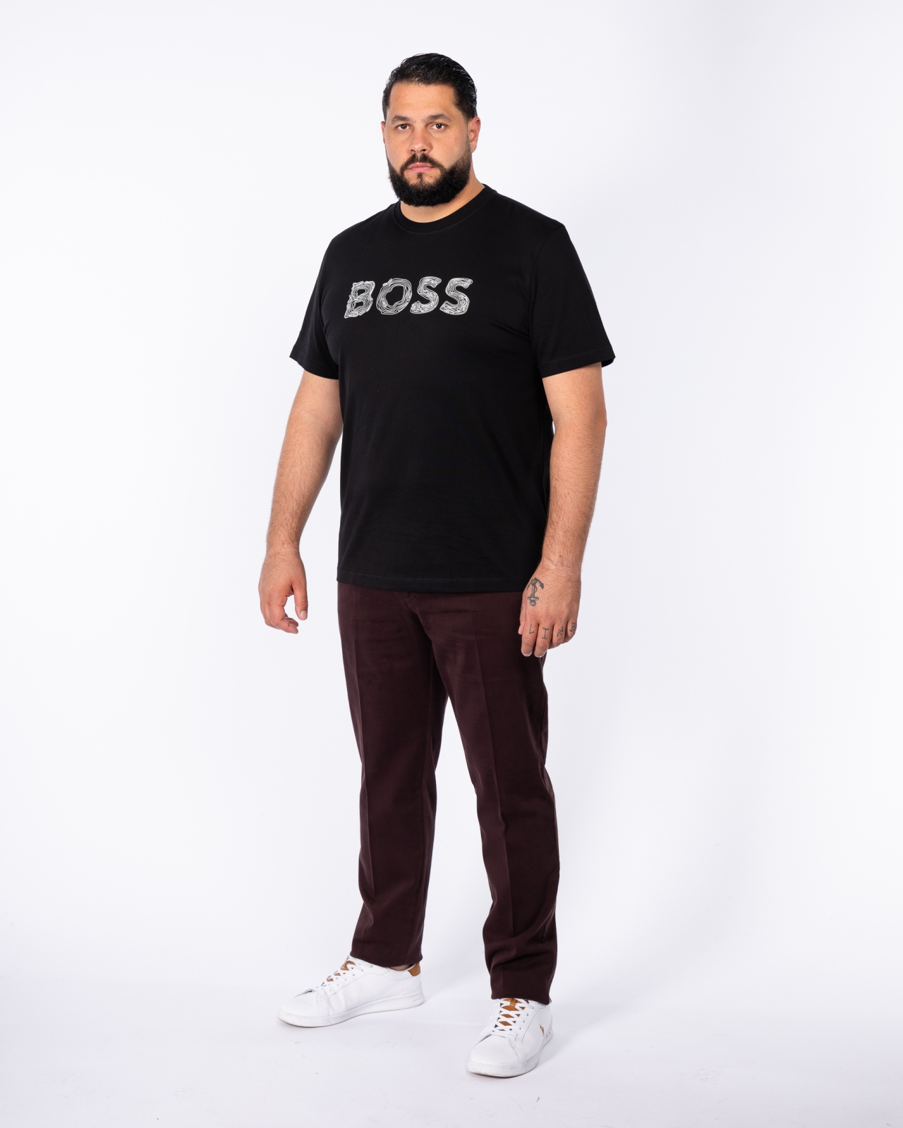 T-shirt col rond grande taille noir