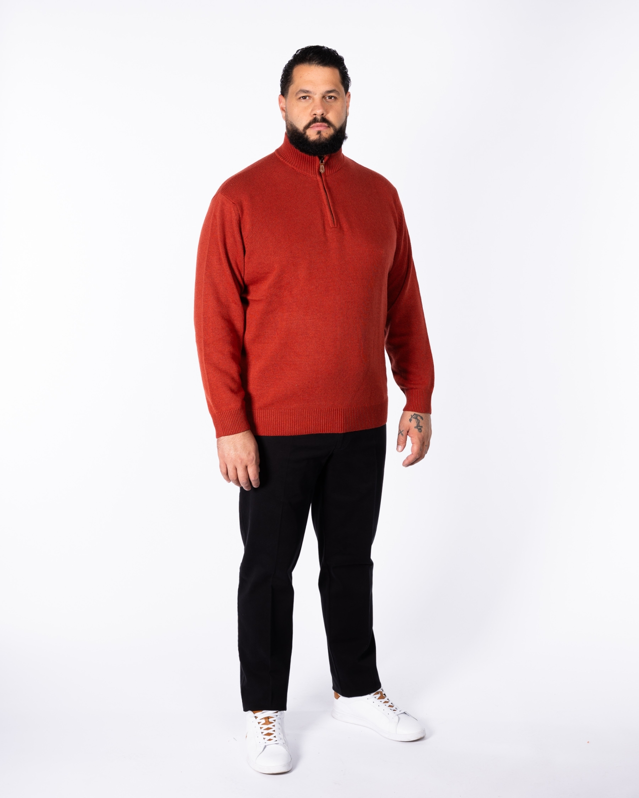 Pull col camionneur grande taille orange