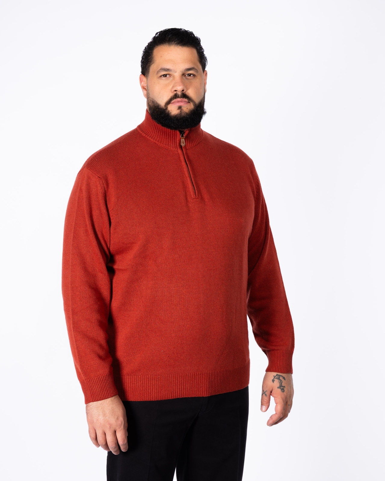 Pull col camionneur grande taille orange