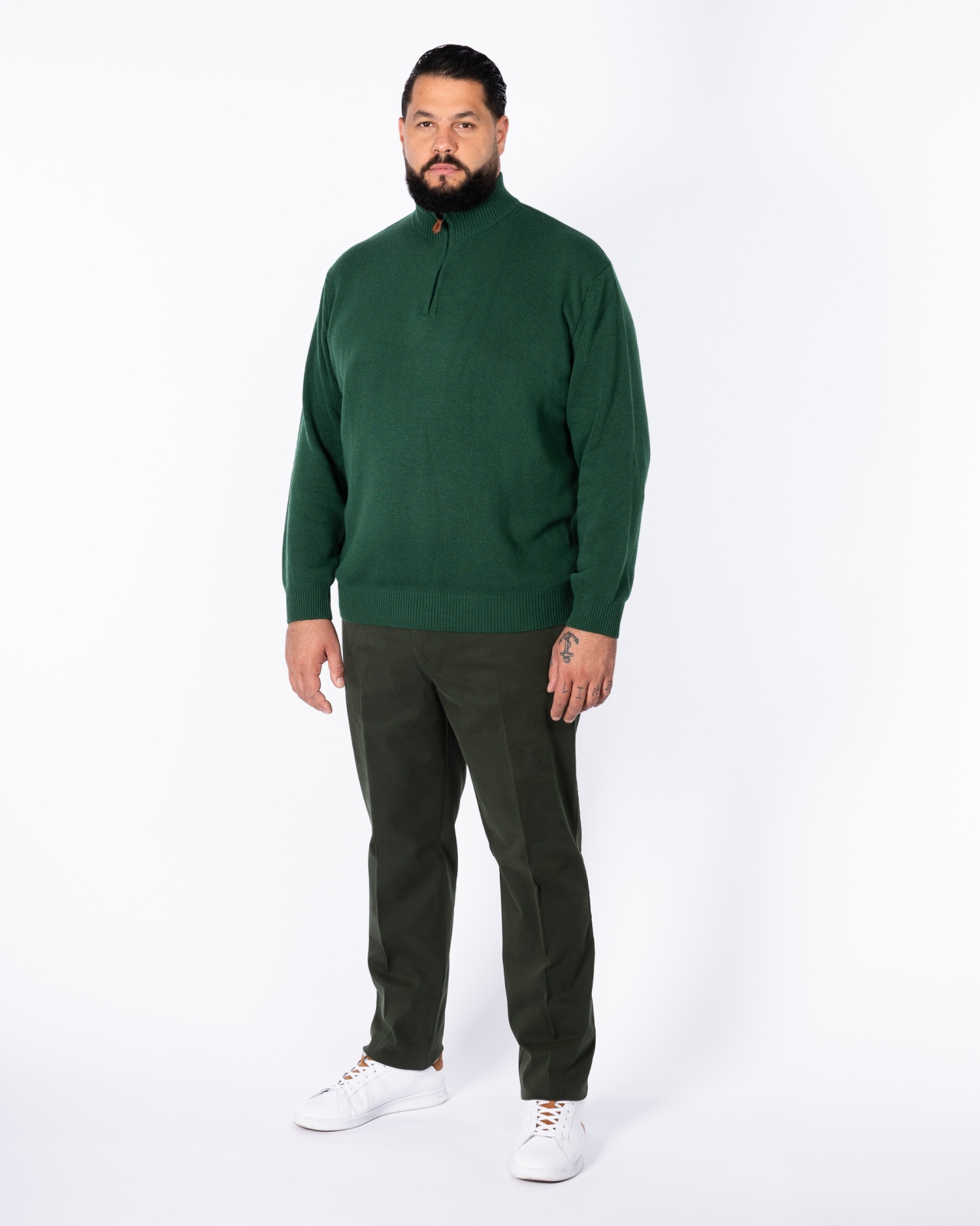 Pull col camionneur grande taille vert