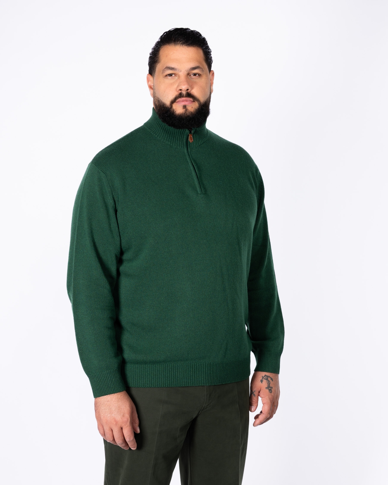 Pull col camionneur grande taille vert