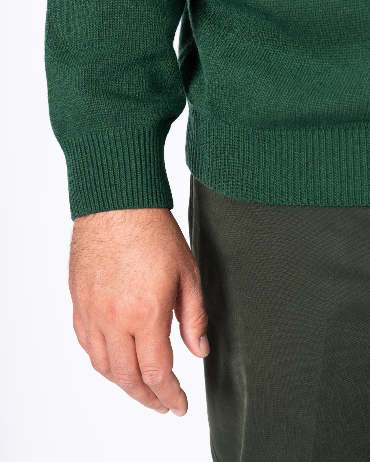 Pull col camionneur grande taille vert