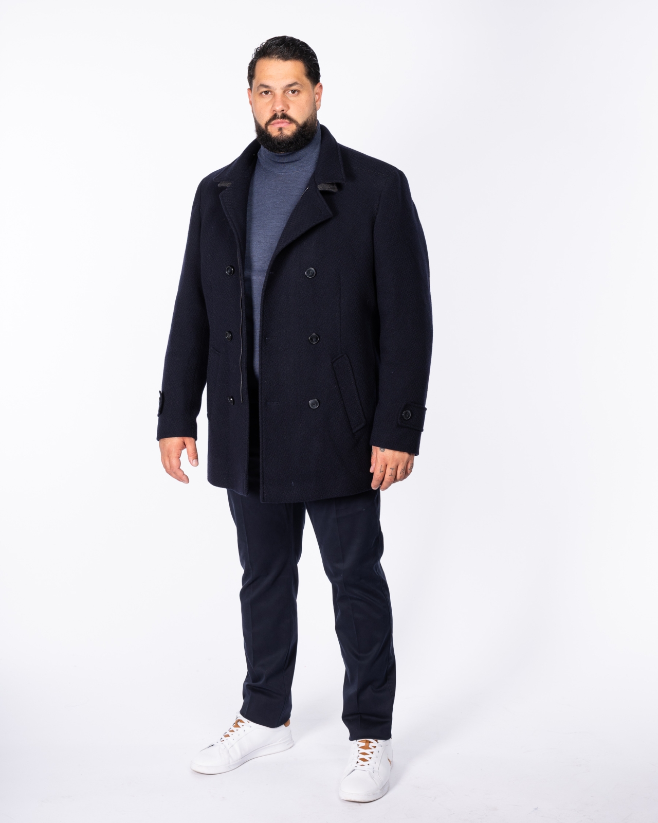 Manteau caban grande taille bleu marine