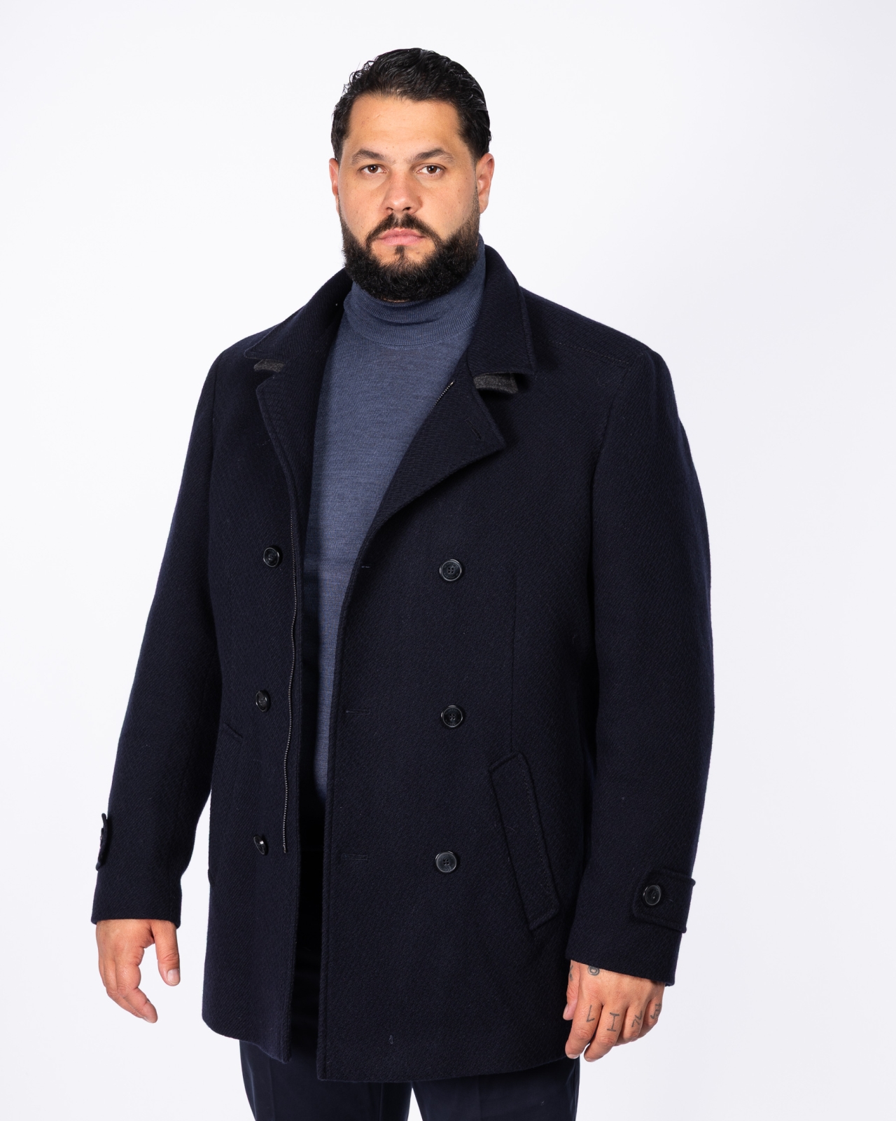 Manteau caban grande taille bleu marine