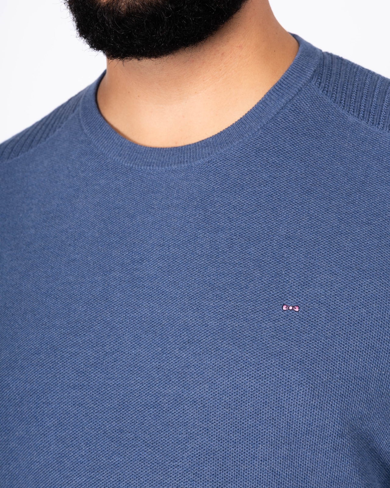 Pull nid d\'abeille grande taille bleu indigo