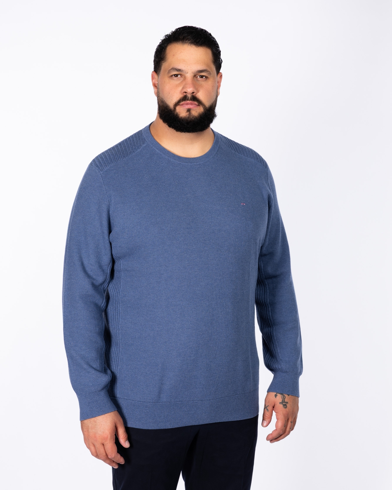 Pull nid d\'abeille grande taille bleu indigo