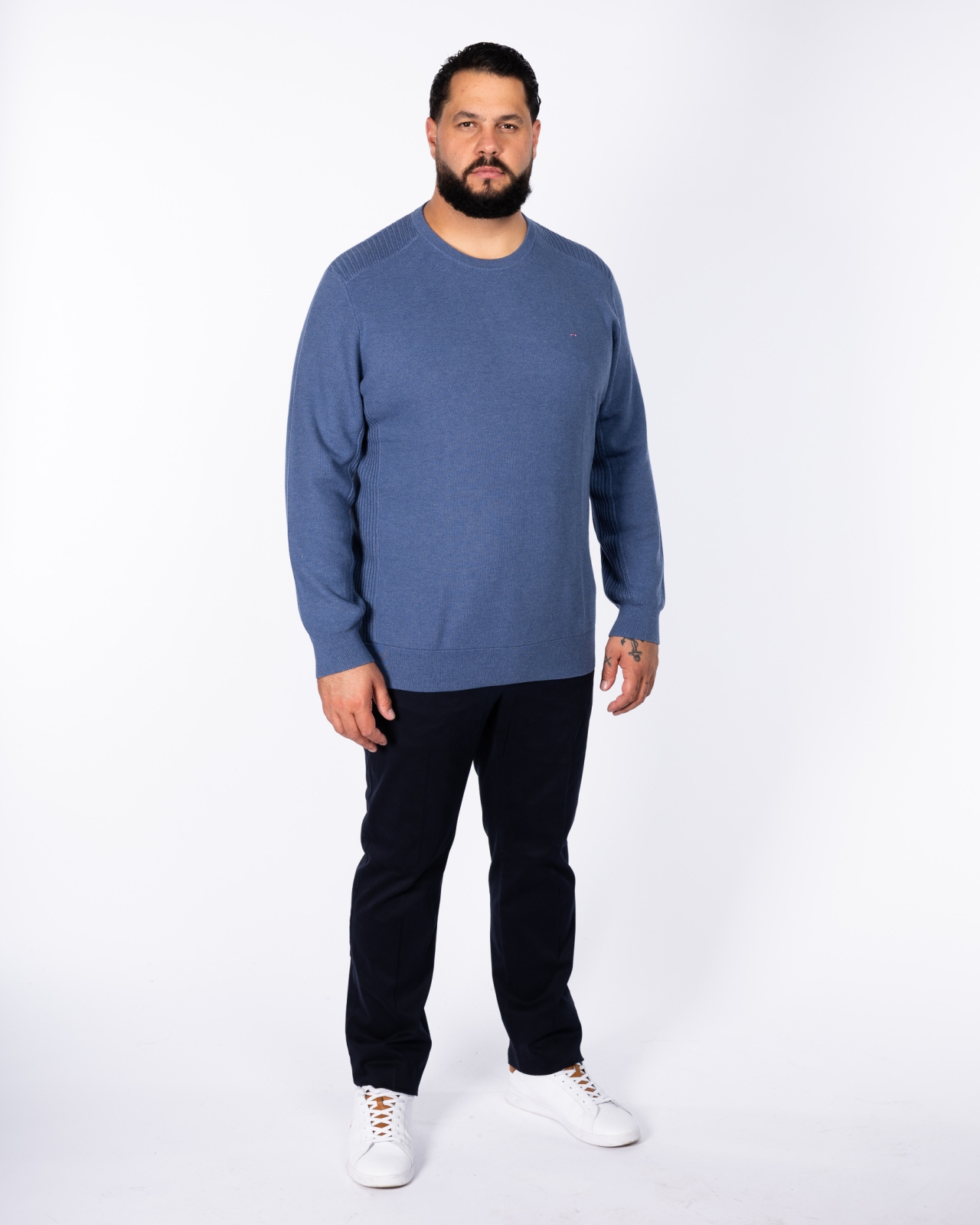 Pull nid d\'abeille grande taille bleu indigo
