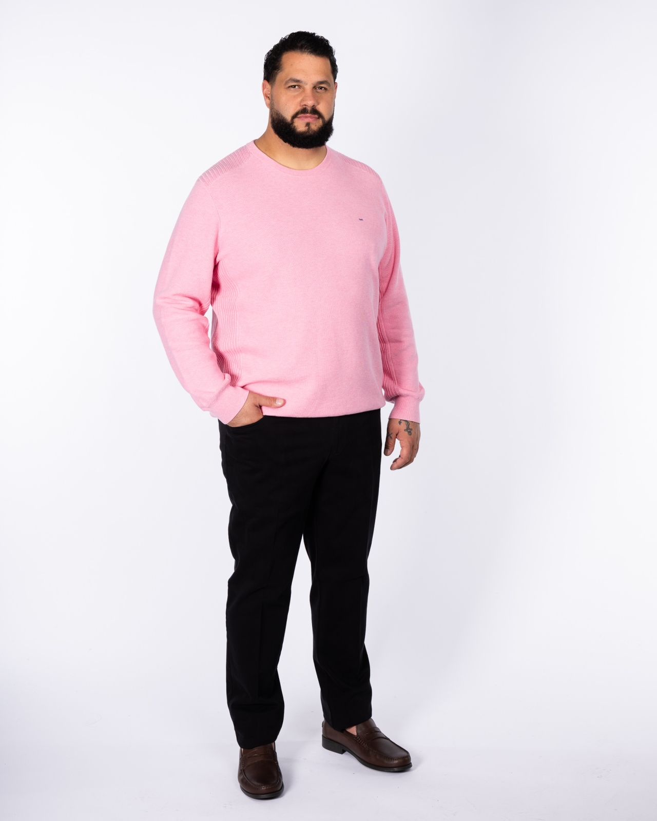 Pull nid d\'abeille grande taille rose