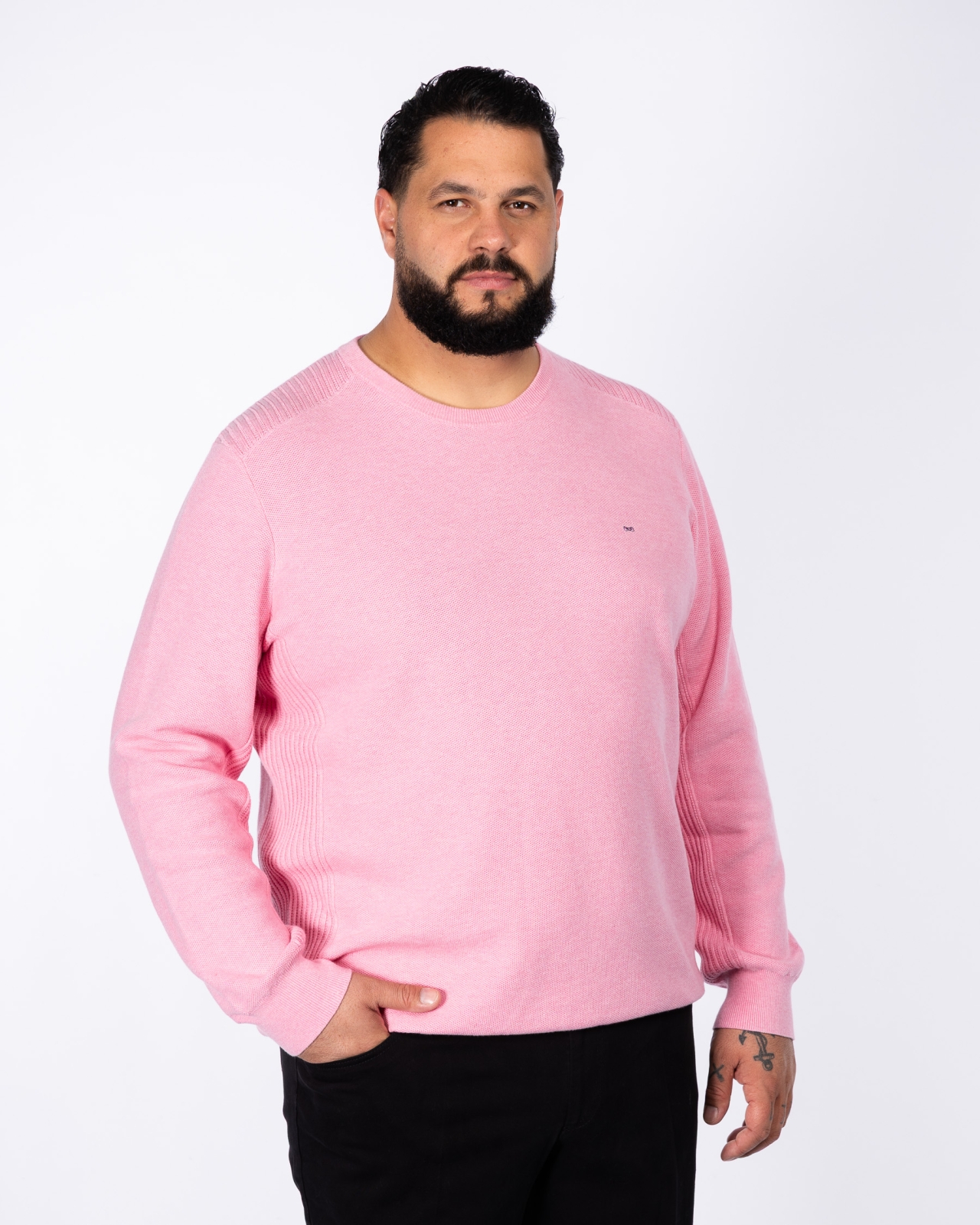 Pull nid d\'abeille grande taille rose
