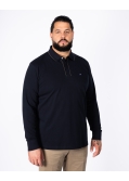 Polo manches longues piqué grande taille bleu marine
