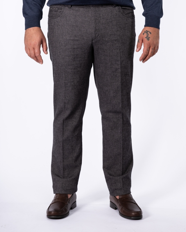 Pantalon chino grande taille flanelle anthracite