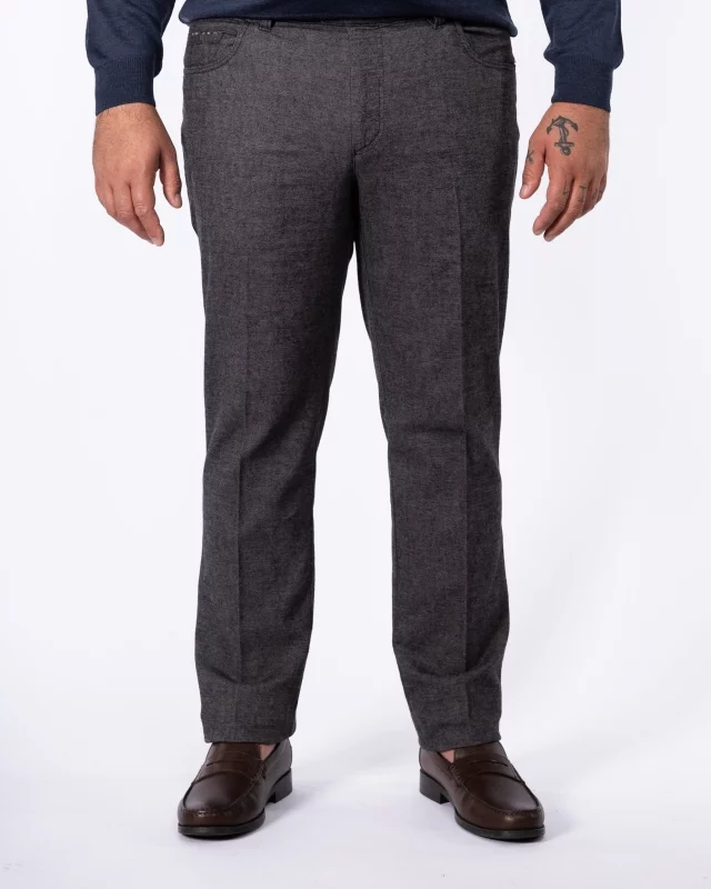 Pantalon chino grande taille flanelle anthracite