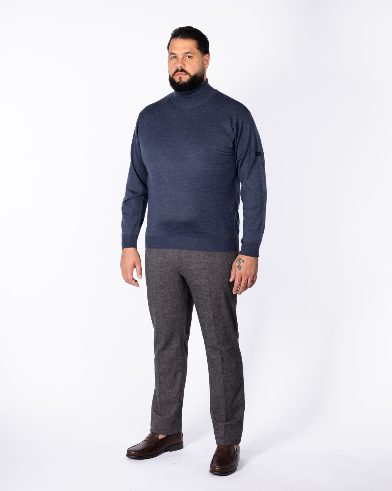 Pantalon chino grande taille flanelle anthracite