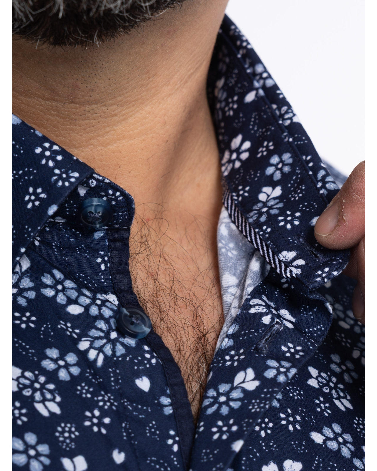 Chemise à fleurs grande taille bleu marine