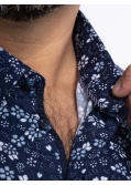 Chemise à fleurs grande taille bleu marine