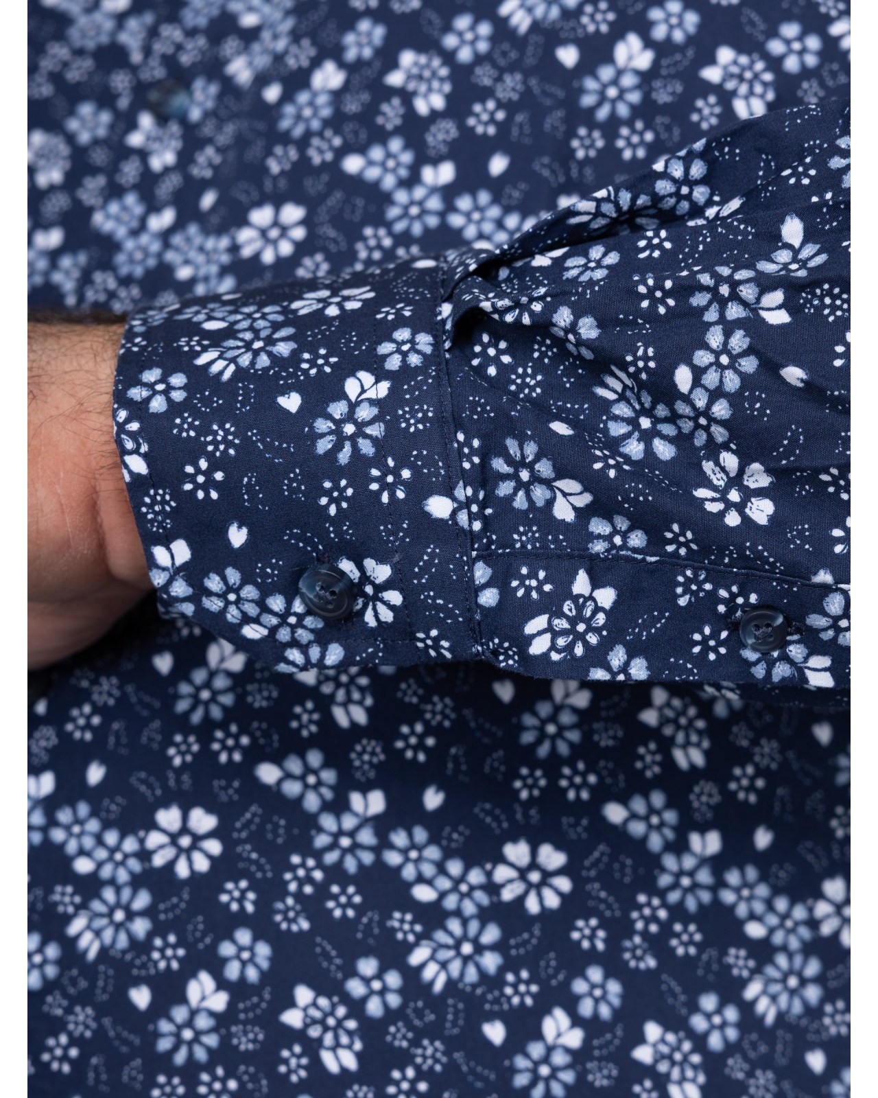Chemise à fleurs grande taille bleu marine