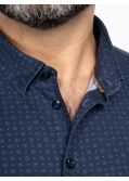 Chemise à pois grande taille bleu marine