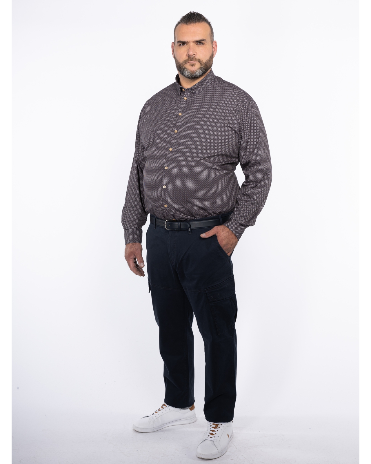 Chemise géométrique grande taille marron