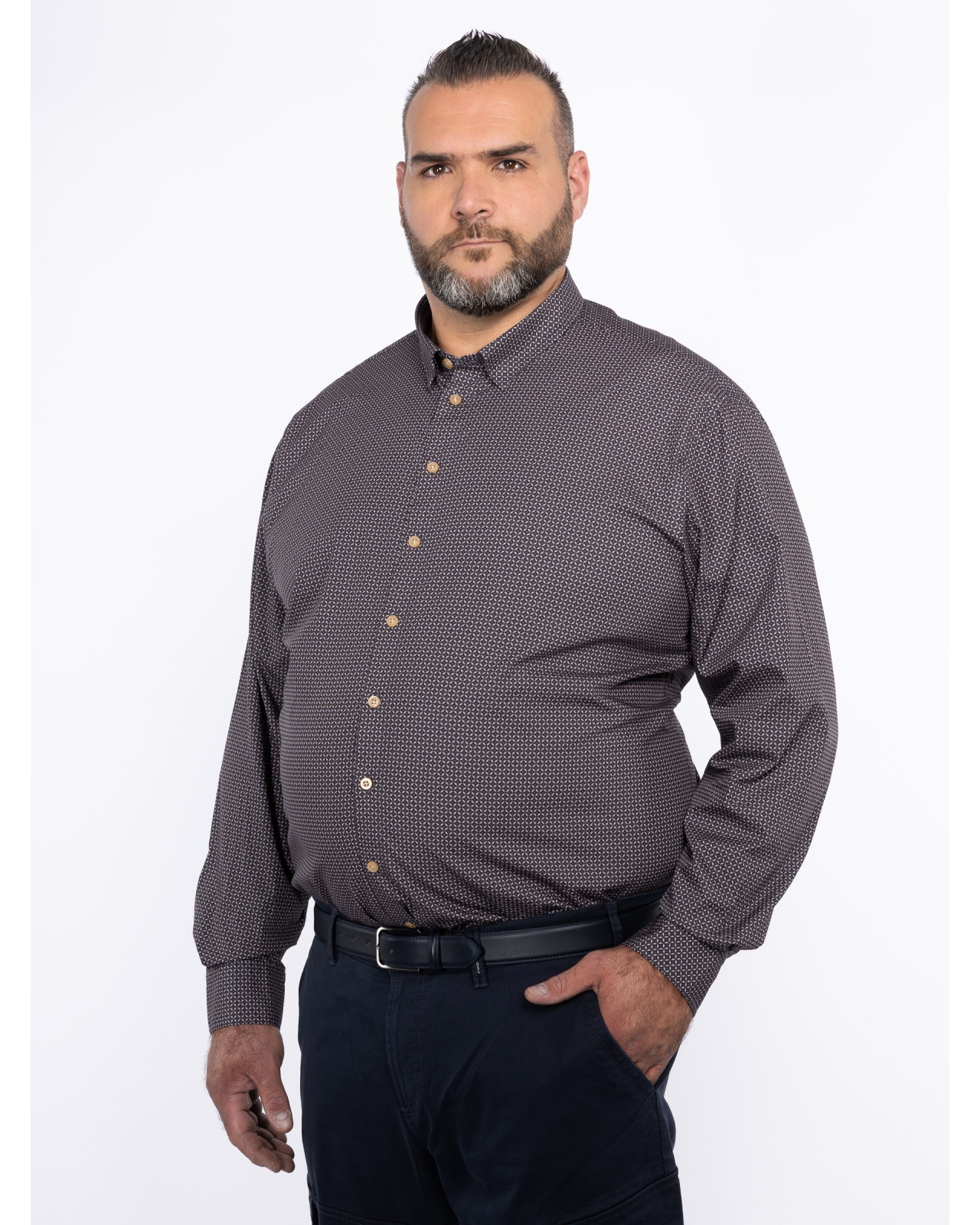 Chemise géométrique grande taille marron