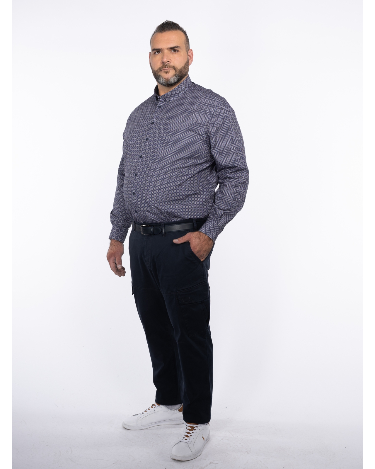 Chemise géométrique grande taille bleu marine