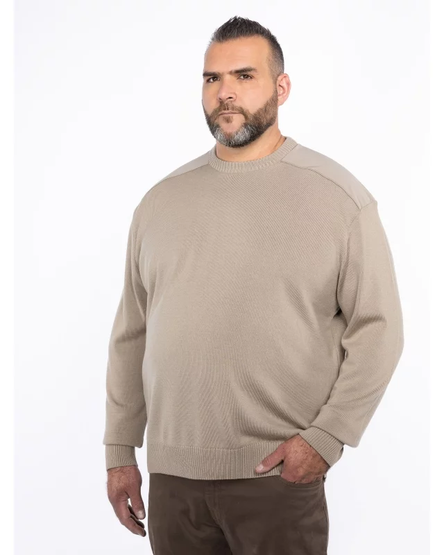 Pull col rond grande taille beige