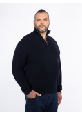 Pull demi zippé grande taille bleu marine