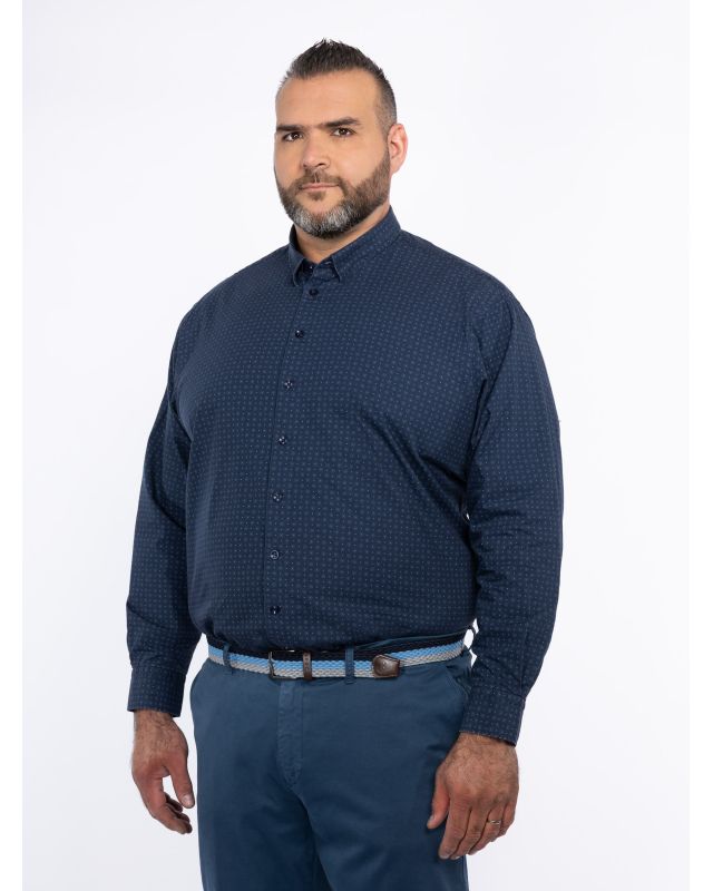 Chemise à pois grande taille bleu marine