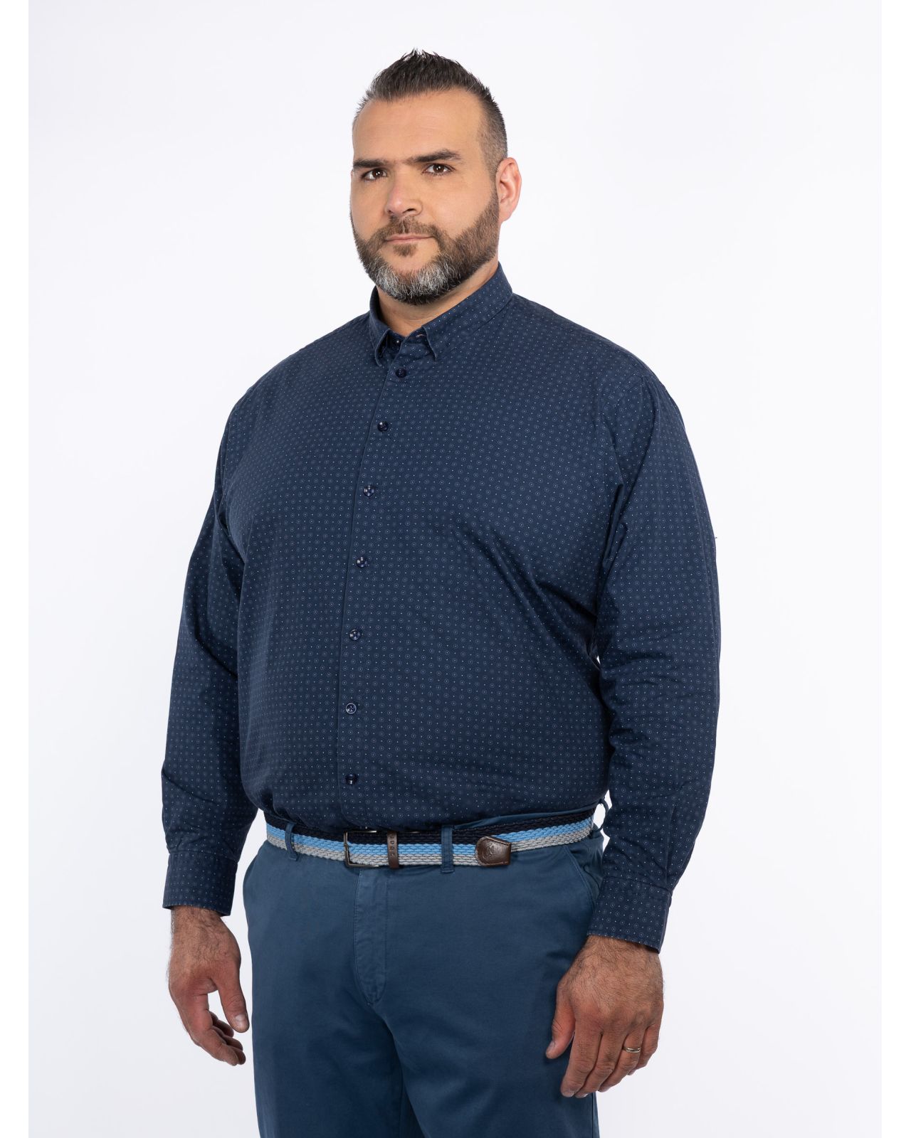 Chemise à pois grande taille bleu marine