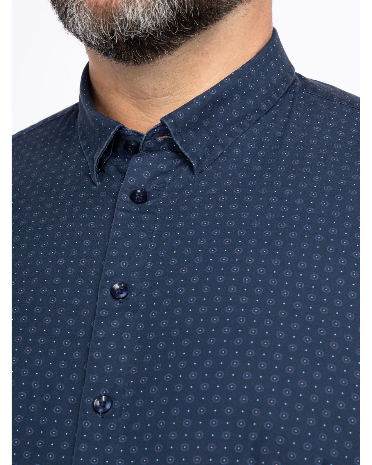 Chemise à pois grande taille bleu marine
