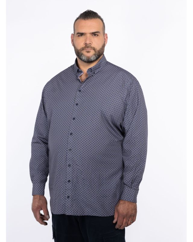Chemise géométrique grande taille bleu marine