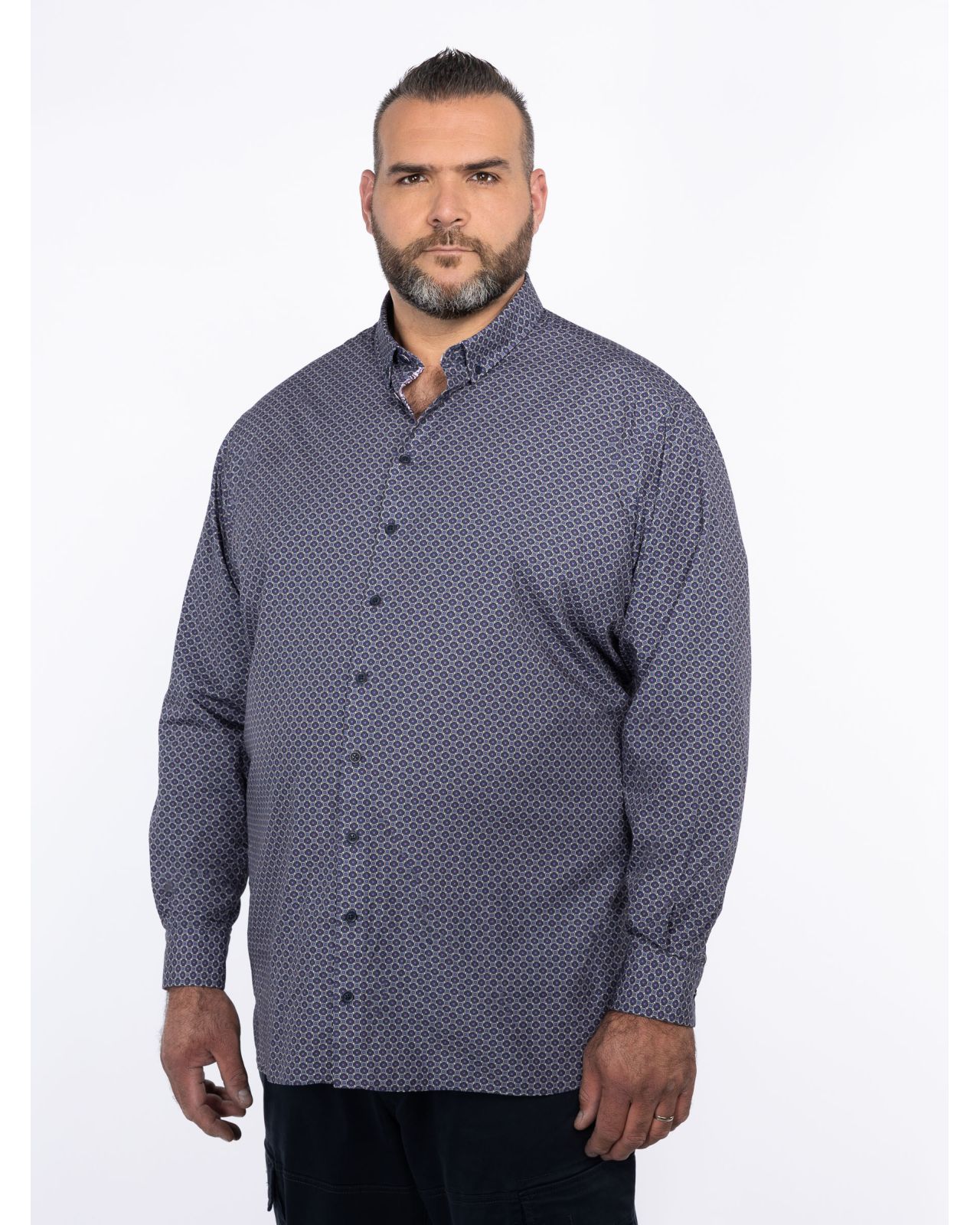 Chemise géométrique grande taille bleu marine
