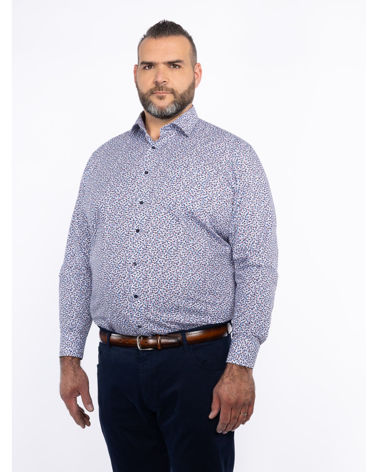 Chemise facile à repasser grande taille bleu