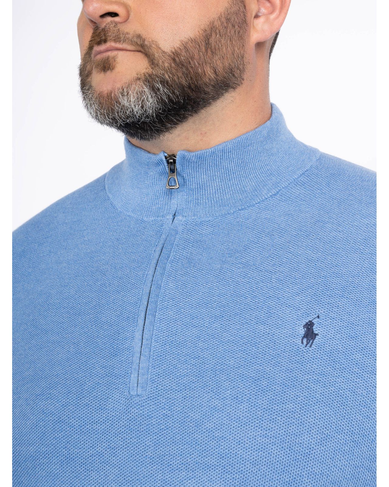 Pull col camionneur chiné grande taille bleu