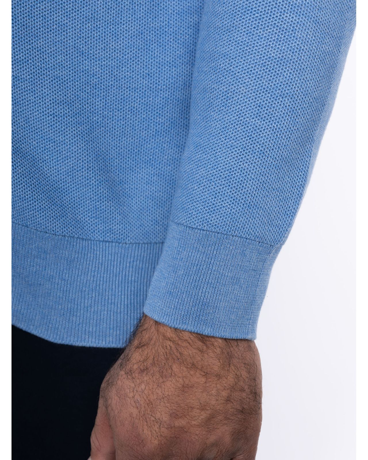 Pull col camionneur chiné grande taille bleu