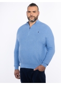 Pull col camionneur chiné grande taille bleu